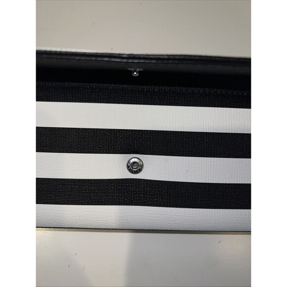 Kut From the Kloth Wallet Slim Black White Striped Vegan Leather Tri Fold Snap - Picture 6 of 12